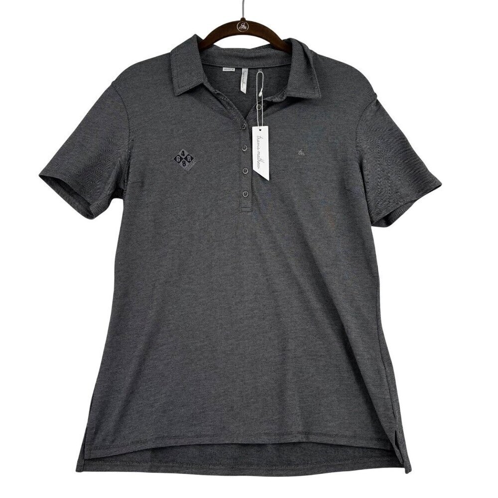 Travis Mathew Featherweight Polo Shirt Womens Size M Heather Black Short Sleeve